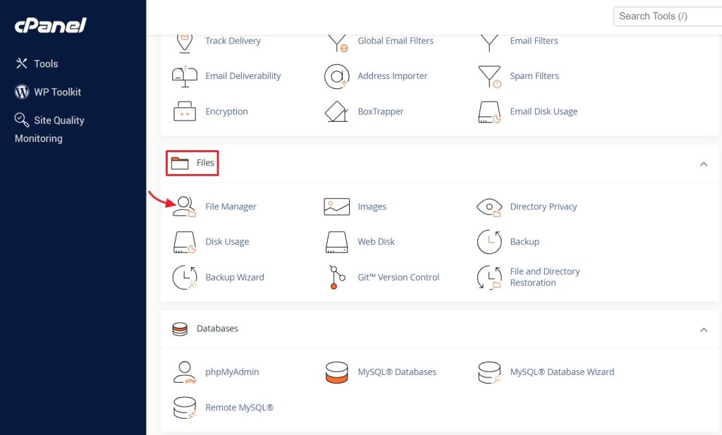 cPanel file manager